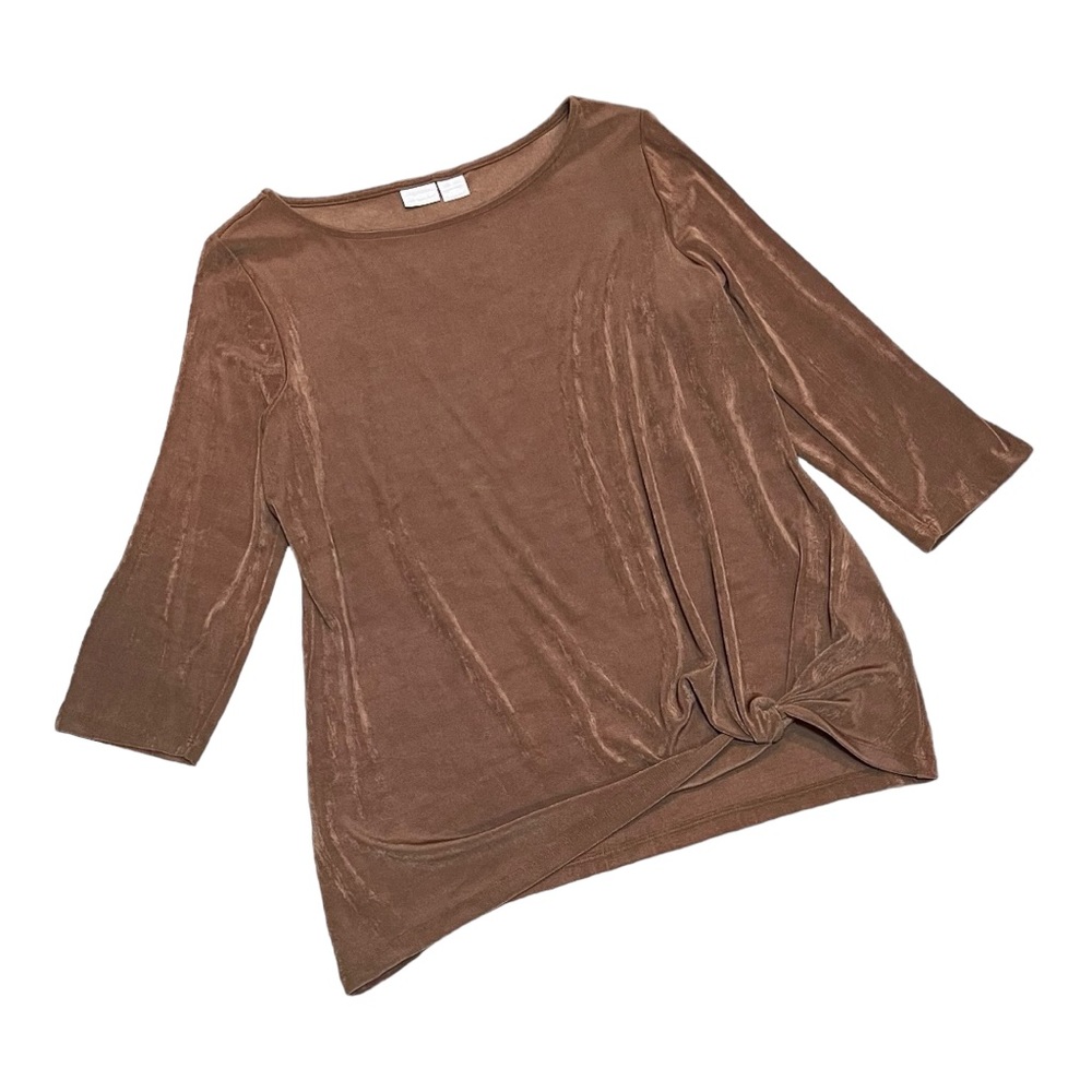 Chicos Travelers Collection ~ Women’s 2 ( Large ) Shimmery Wrinkle Resistant Top